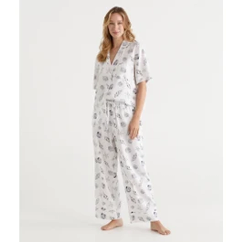 Shell Print Linen Blend Pyjama Set