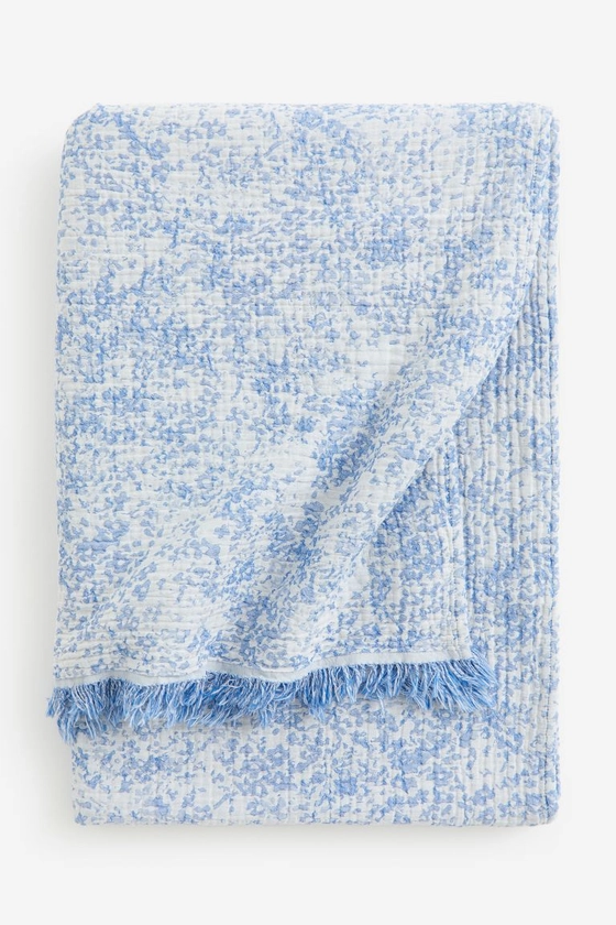 Jeté de lit en coton à motif - Bleu clair/motif - Home All | H&M FR