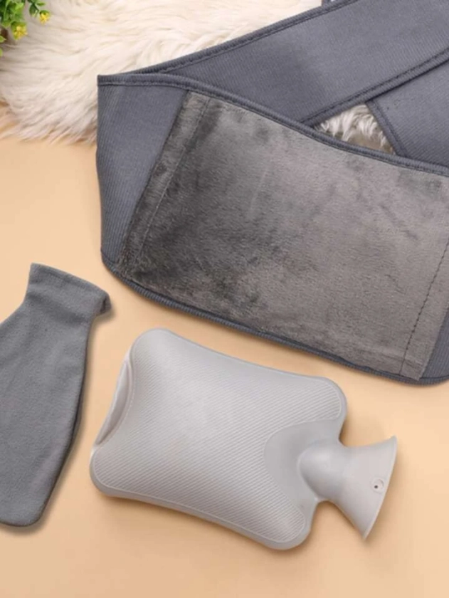 3 pièces/set Sac à eau chaude en polyester et sac de rangement, chauffe-mains gris minimaliste et boîte de rangement pour l'hiver