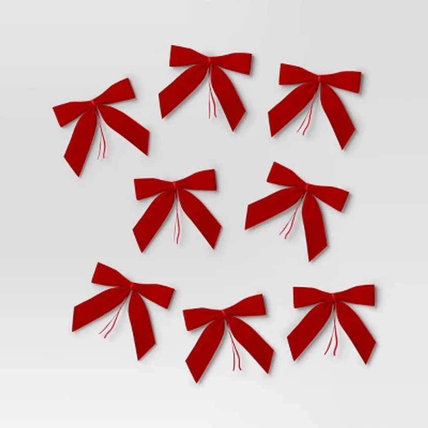 8ct 4.5in Velvet Christmas Bow Red - Wondershop™