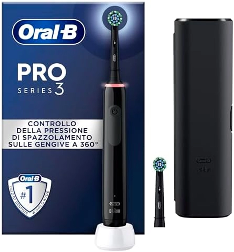 Oral-B Pro 3 3500 Brosse à Dents Électrique, 1 Étui De Voyage, 2 Brossettes, Jusqu’à 100% D’élimination de la Plaque Dentaire, Noir : Amazon.com.be: Hygiène et Santé