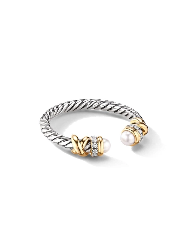 Shop David Yurman Petite Helena Color Ring with 18K Yellow Gold, Pearls and Pavé Diamonds | Saks Fifth Avenue