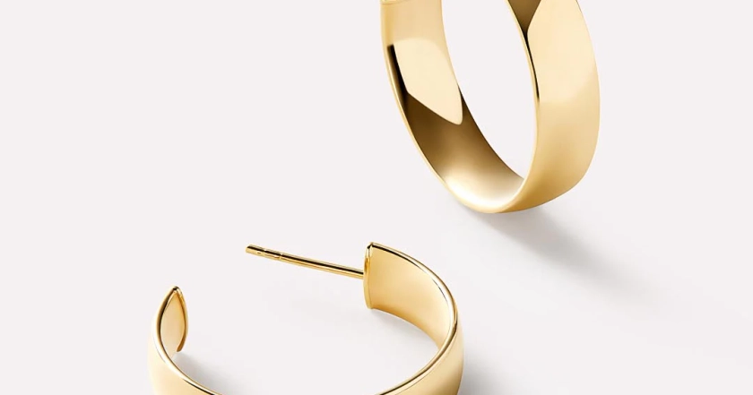 Gold Huggie Hoop Earrings - Gold Bold Hoops Medium