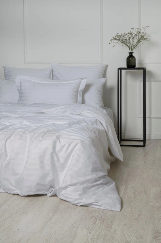Sateen Bed Linen Set "White Stripes" (3pcs.)