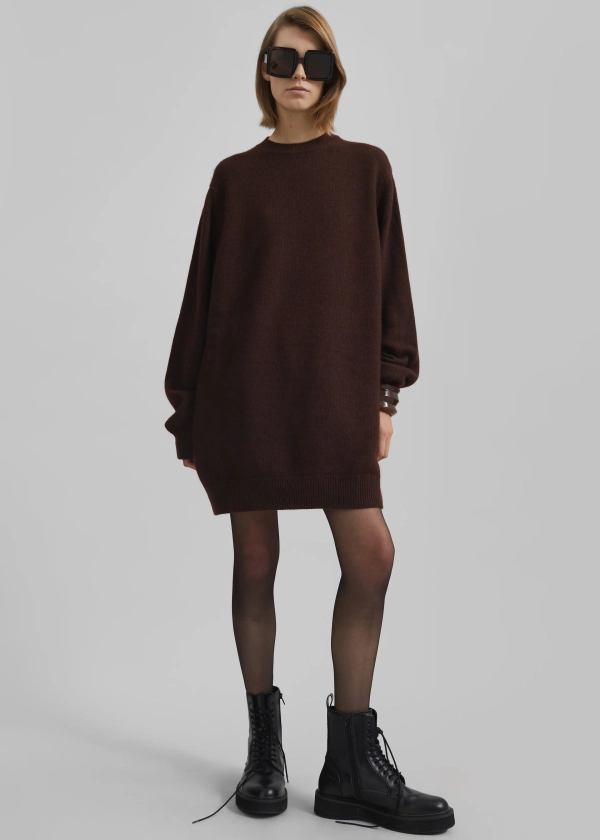 Maxime Knit Sweater Dress - Brown