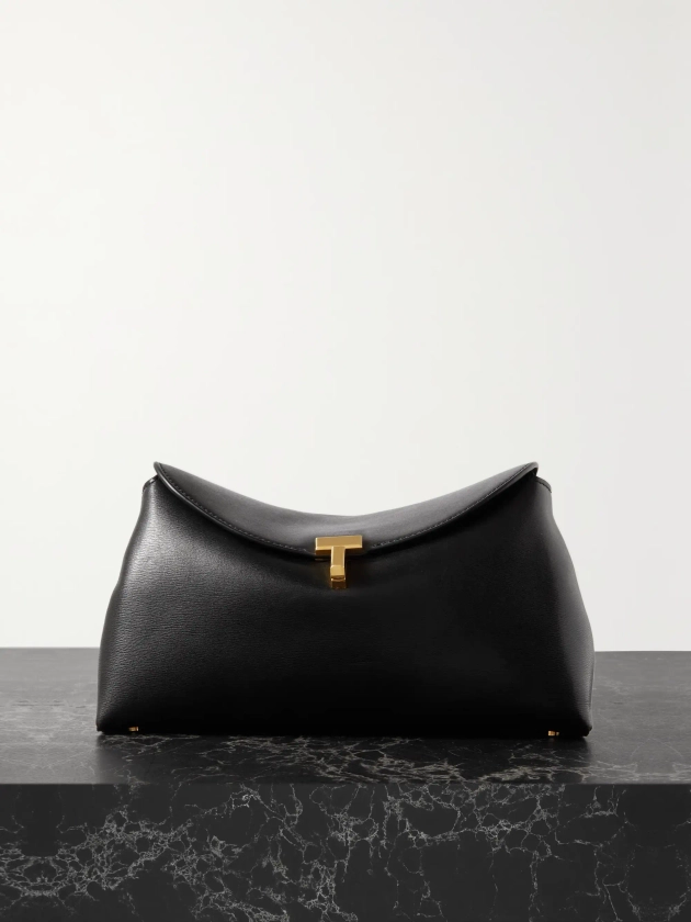 Black T-Lock leather clutch | TOTEME | NET-A-PORTER