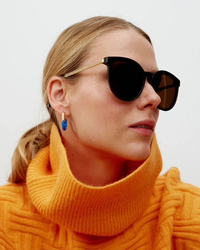 Brown Metal Oversized Round Sunglasses | Oliver Bonas