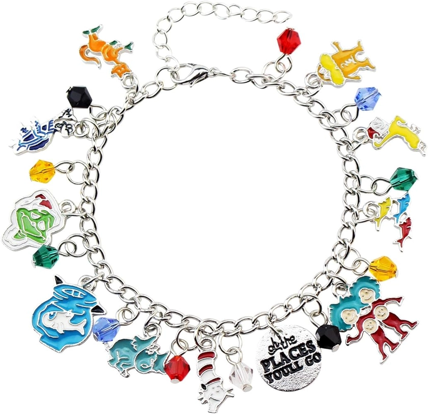 KANGSHUN Dr. Seuss Cat in the Hat Classic Cartoon Charm Bracelet w/Gift Box Movies Premium Quality Cosplay Jewelry Series by Boys and Girls Christmas Gift