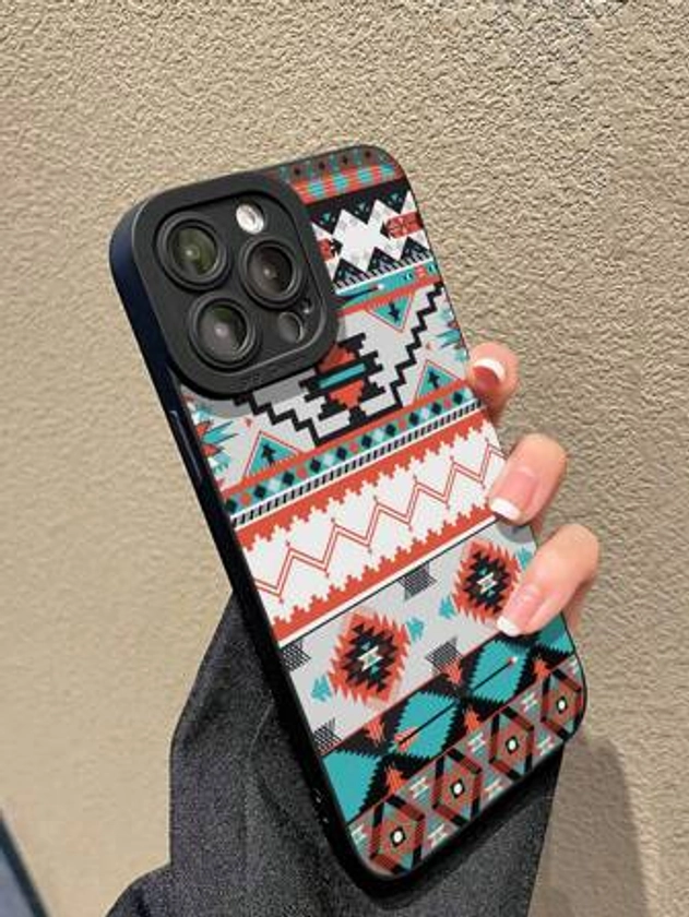 1pc TPU Camera Bumper Case With Fashionable Geometric Pattern Print, Compatible With Apple & Samsung Series