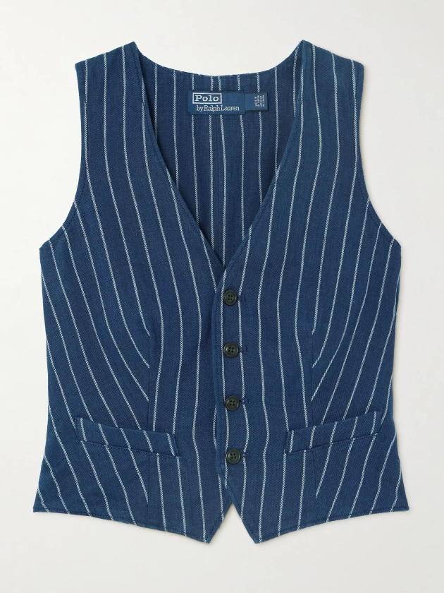 POLO RALPH LAUREN Pinstriped linen and cotton-blend twill vest | NET-A-PORTER
