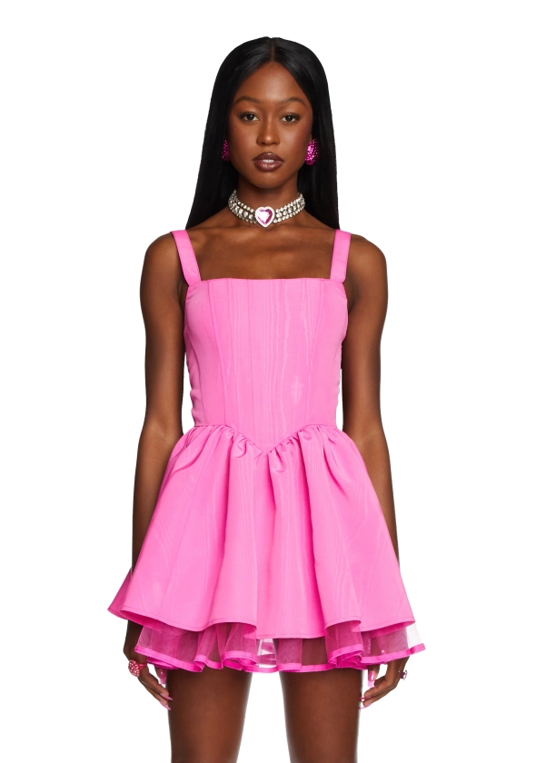 Sugar Thrillz Taffeta Corset Dress - Pink