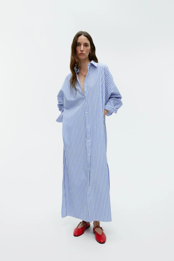Long Shirt Dress - Long sleeve - Long - Blue - Ladies | H&M GB