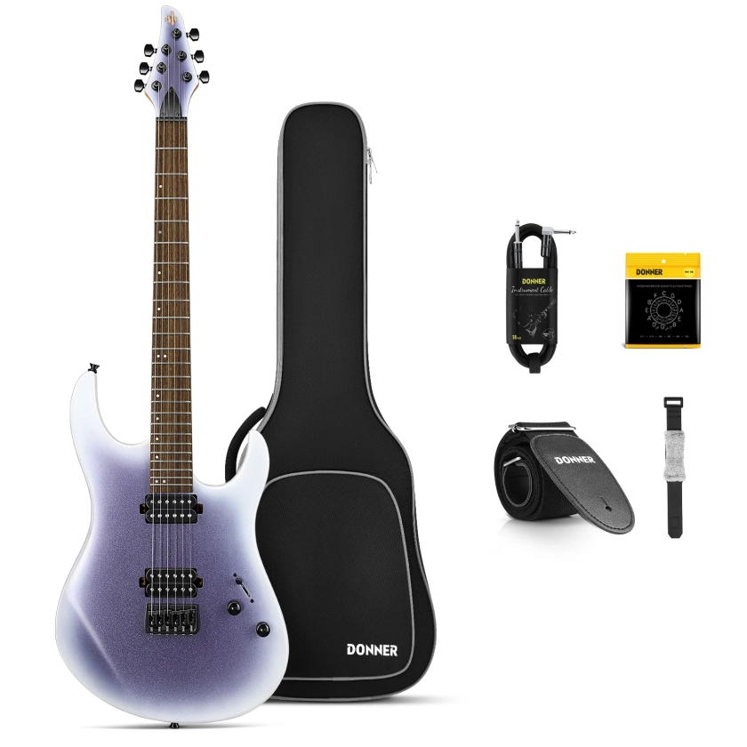 Donner DMT-100 39 Inch Solid Body Metal Rock Electric Guitar Beginner Kit