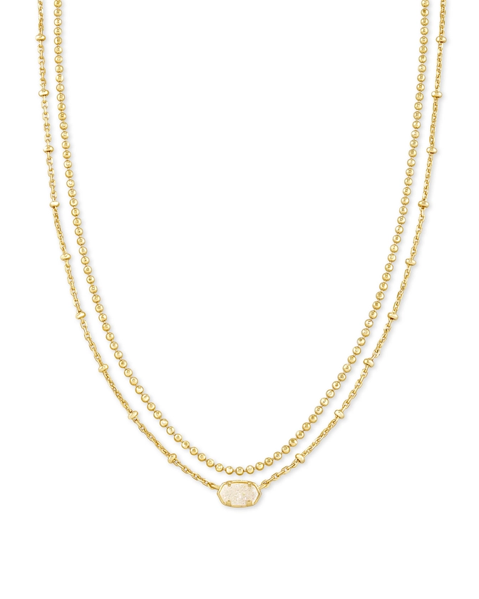 Emilie Gold Multi Strand Necklace in Iridescent Drusy | Kendra Scott