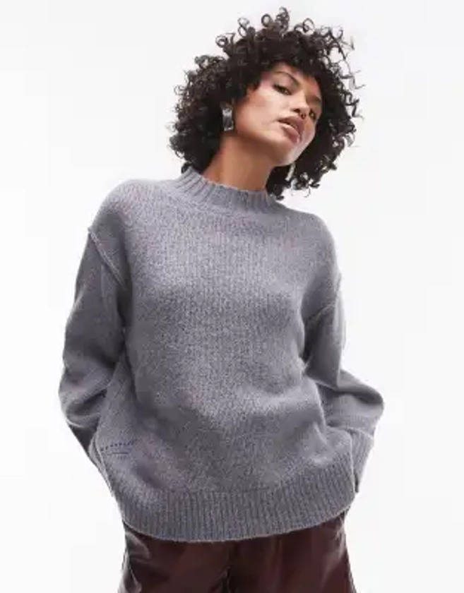 Topshop - Pull en cachemire de qualité supérieure - Gris