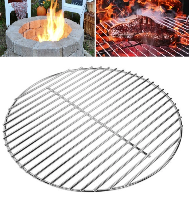 Fire Pit Grill Grate 24&#034; Stainless Steel Round Firewood Campfire Outdoor Patio