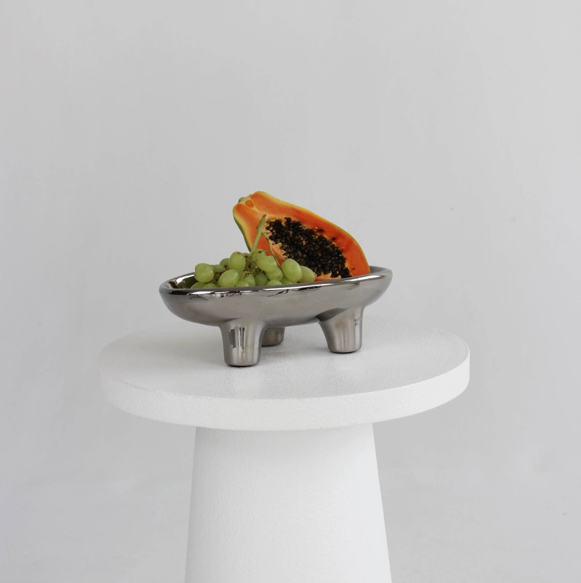Chrome Ceramic Fruit Bowl