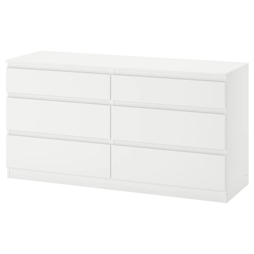 KULLEN commode 6 tiroirs, blanc, 140x72 cm - IKEA