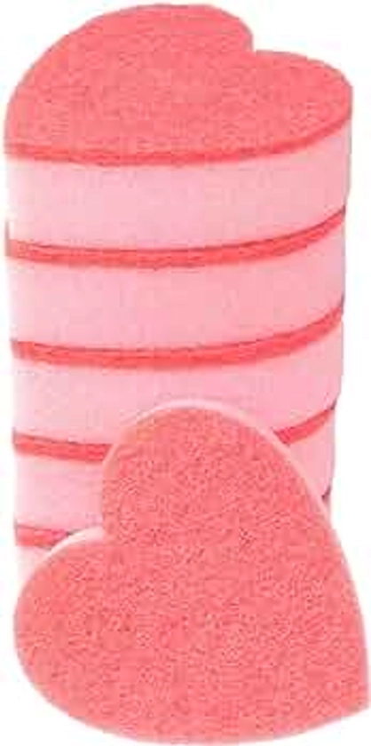 Heart Shaped, Dual-Sided Kitchen Sponge and Scrubber for Washing Dishes, Pots & Pans and General Household Cleaning, (6 Pack).
