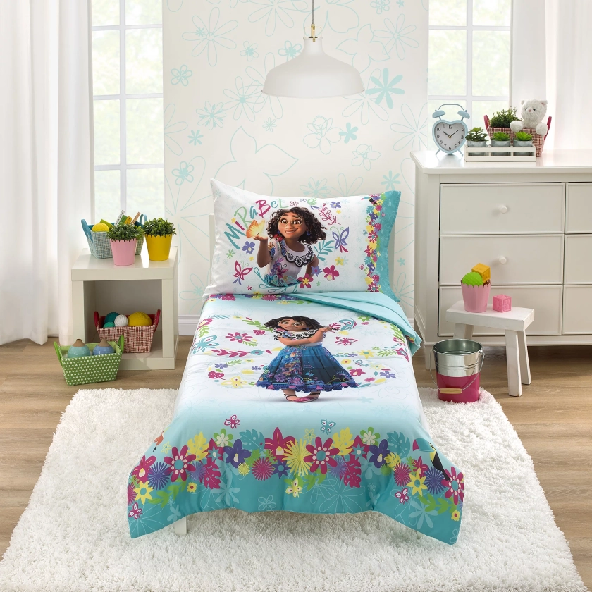 Disney Encanto 4 Piece Toddler Bedding Set, Toddler Bed, Mirabel