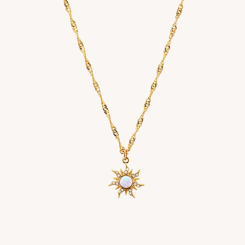 Gold Sun Opal Charm Princess Necklace