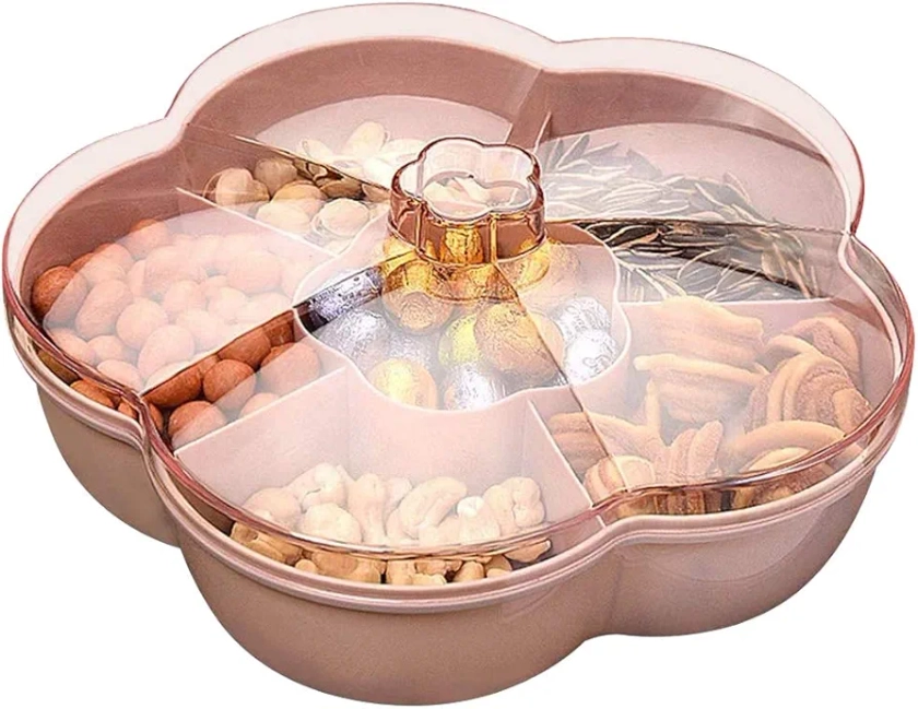 Barabesty Pink Flower Shaped Storage Box with Lid Food Storage Box Fruit Box