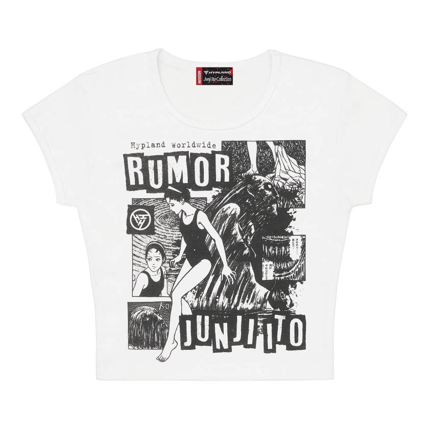 JUNJI ITO WOMENS RUMOR GRUNGE BABY TEE (WHITE)