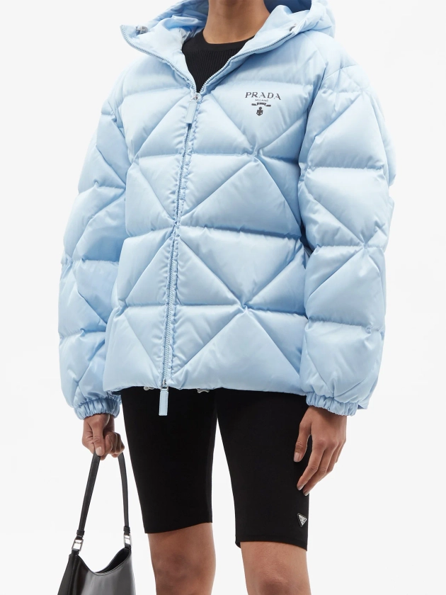 Hooded quilted down Re-Nylon jacket