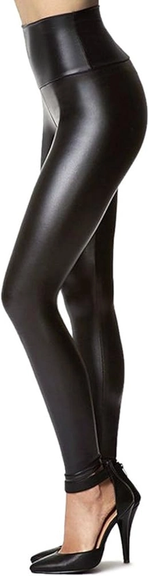 Tagoo Women's Stretchy Faux Leather Leggings Pants, Sexy Red High Waisted Tights