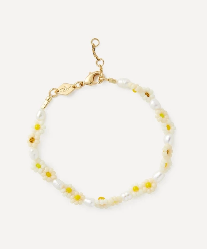 ANNI LU 18ct Gold-Plated Daisy Flower Bead Bracelet | Liberty