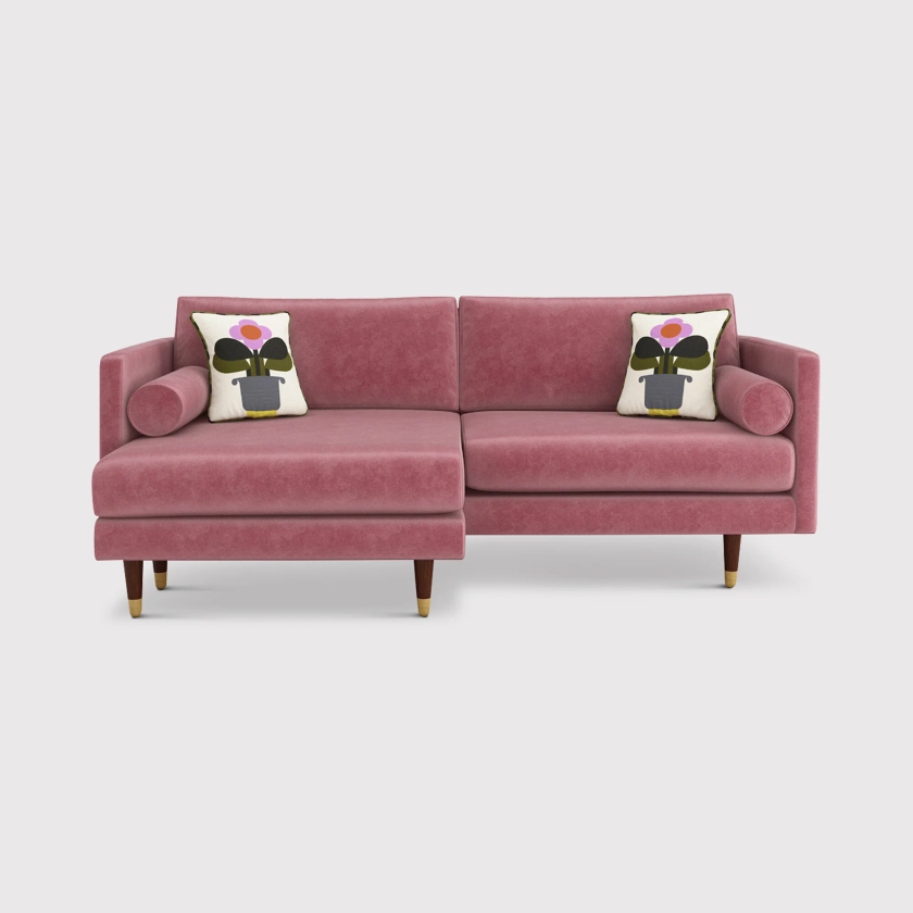Orla Kiely Mimosa Fabric Large Right Hand 3 Seater Chaise Sofa, Bandon Dusty Rose - Barker & Stonehouse