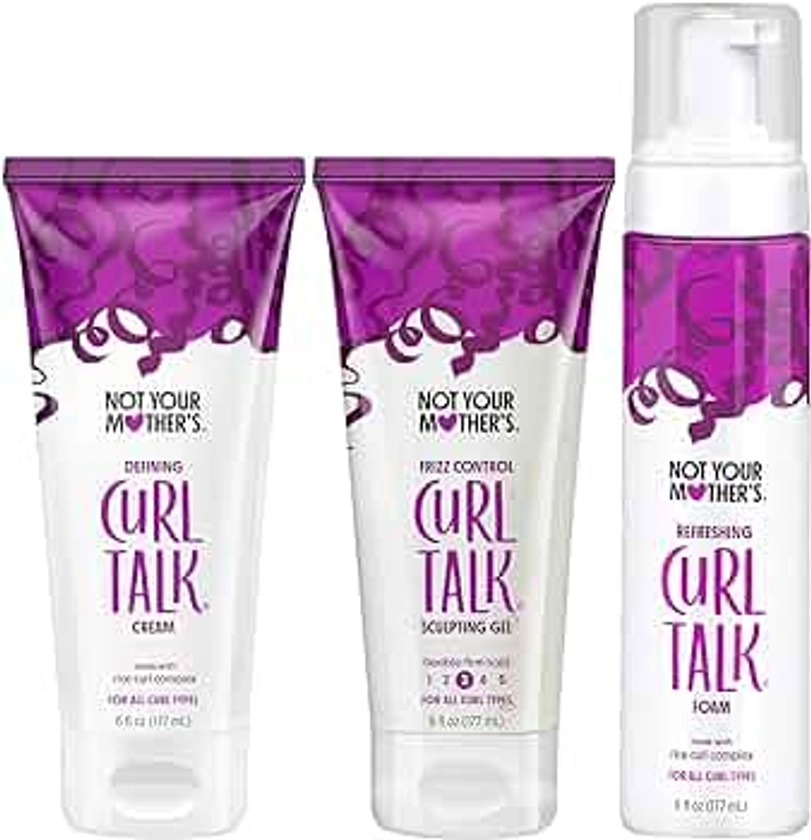 Not Your Mother's Curl Talk Frizz Control Sculpting Gel, Defining Cream, and Refreshing Curl Foam (3-Pack) - 6 fl oz - Formulated with Rice Curl Complex - For All Curly Hair Types