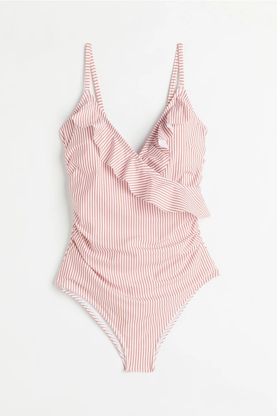 Maillot de bain sculptant - Rouge/rayures blanches - FEMME | H&M FR