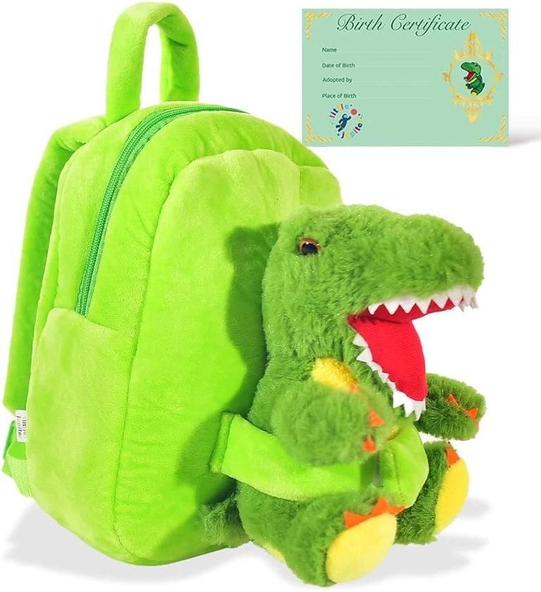 Amazon.com: Pet Plush Dinosaur Stuffed Animal Backpack for Boys & Girls 3 - 4 - 5 Years Old w/ Removable T Rex Plush Toy - Backpack Dinosaur - Dinosaur Toys for Kids 3-5 w/ Dino Plushie Kid Animal Backpack (Green : Pet Supplies
