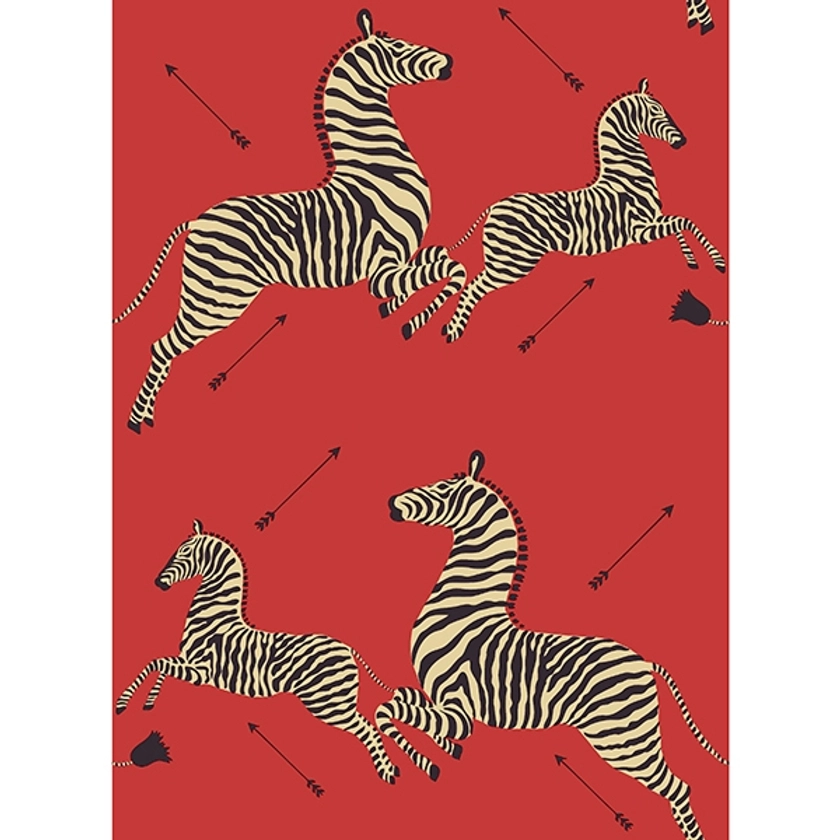 Masai Red Zebra Safari Scalamandre Self Adhesive Wallpaper