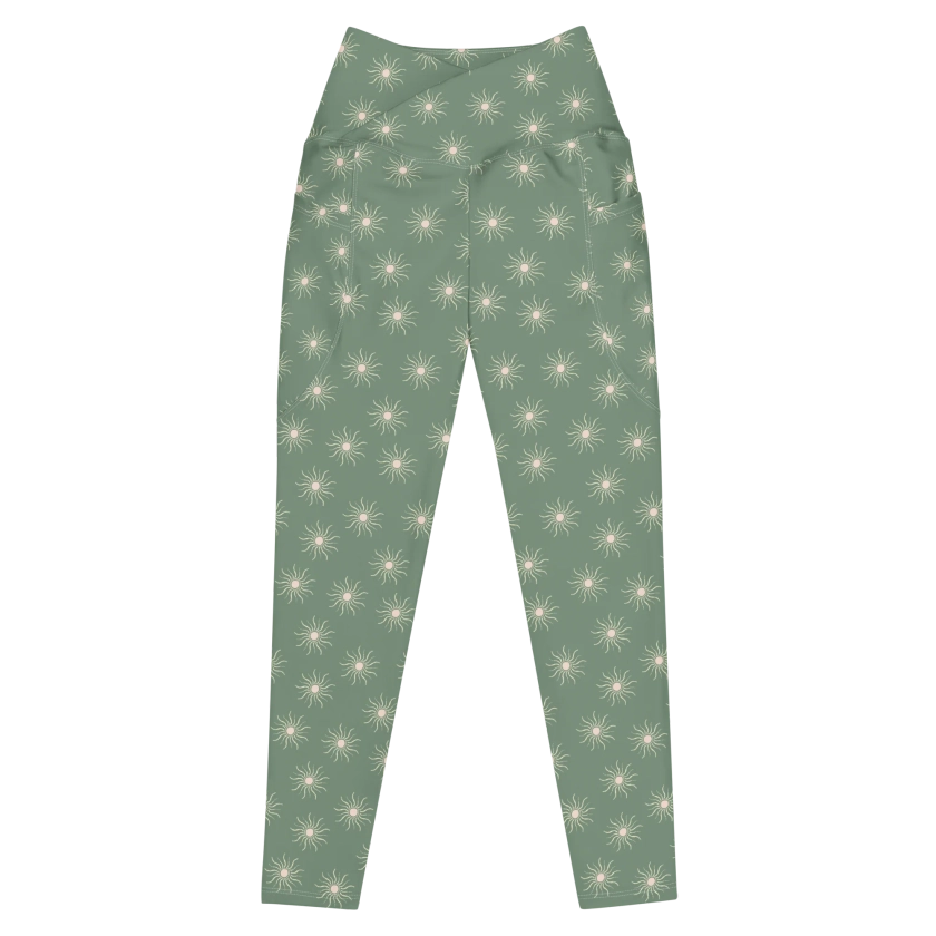 Sun Print (Sage) Crossover Recycled Leggings