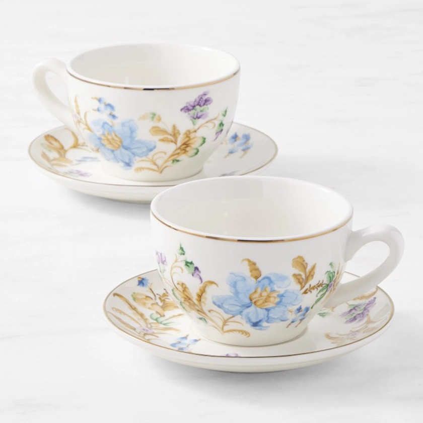 Bridgerton Floral Teacup & Saucer, Set of 2 | Williams Sonoma