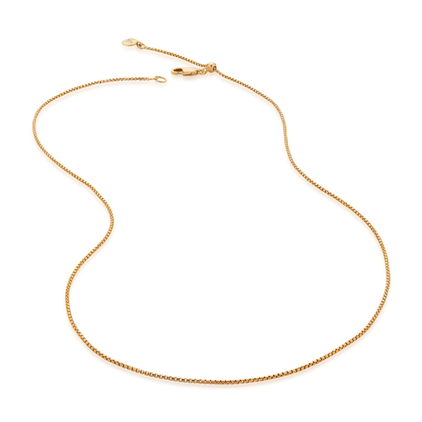 Gold Vermeil Fine Oval Box Chain Necklace adjustable 46cm/18'