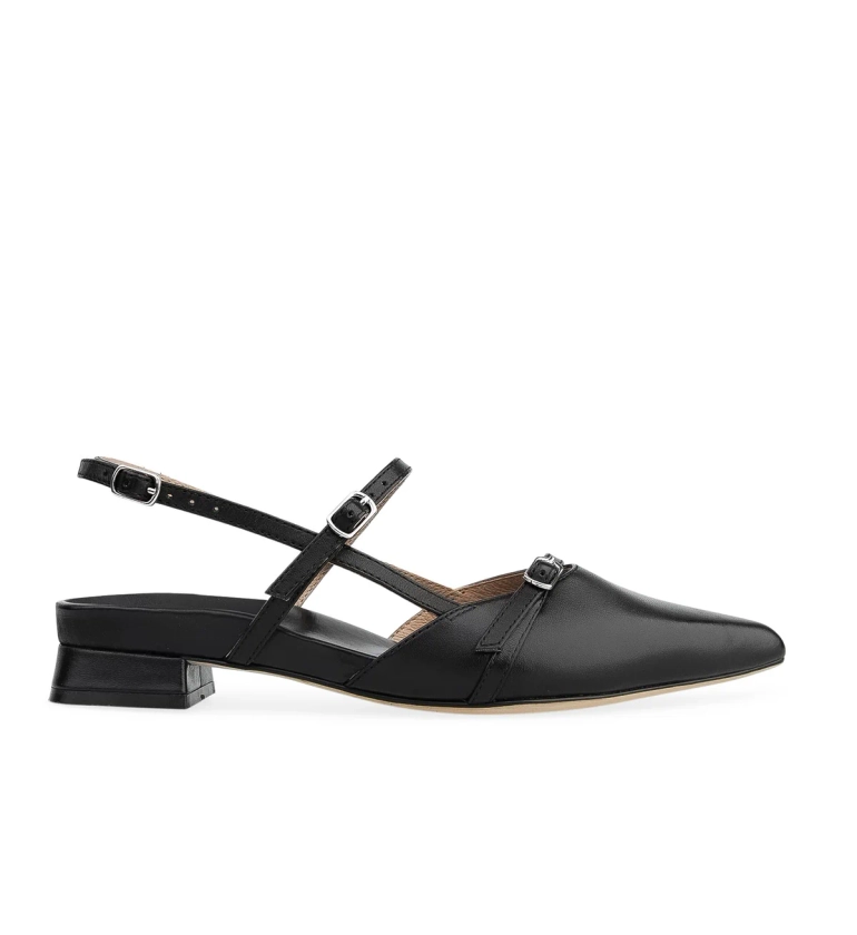 Firecrown Black Leather Flats