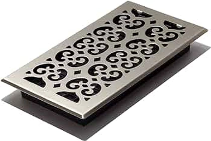 Decor Grates SPH612-NKL Design Grille de Sol Scroll 15,2 x 30,5 cm, Finition Nickel, 6-inch by 12-inch