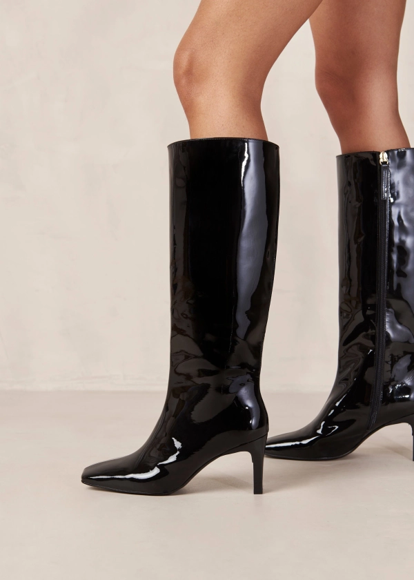 Isobel Onix - Black Patent Leather Boots | ALOHAS