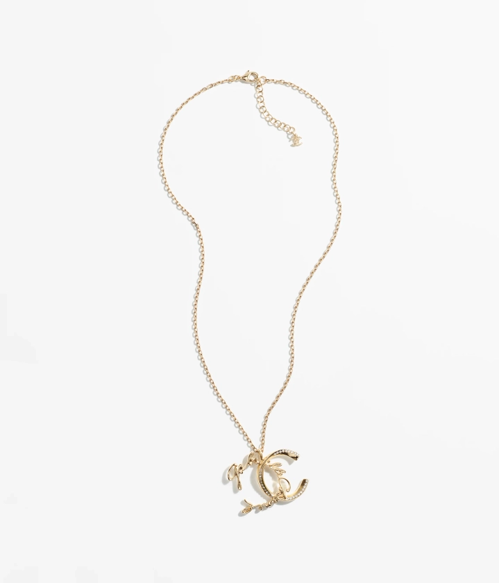 Long pendant necklace - Metal & strass, gold & crystal — Fashion | CHANEL