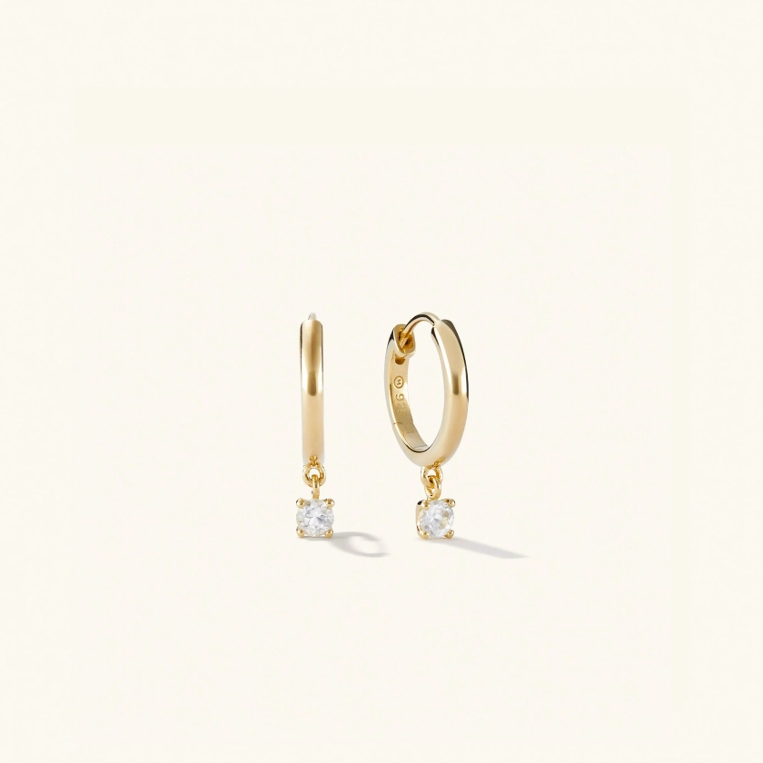 18k Gold Vermeil Round Topaz Hoops - Handcrafted Jewelry | Mejuri