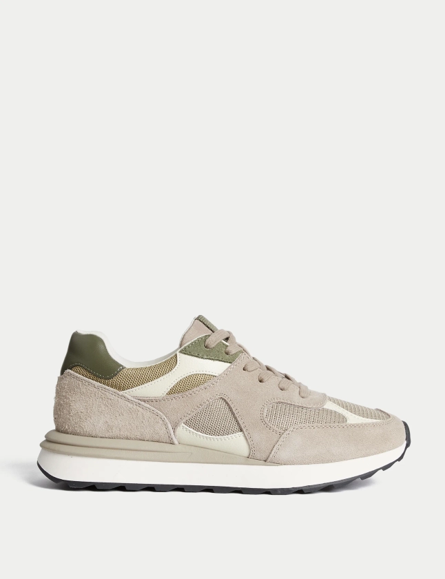 Suede Mesh Detail Trainers