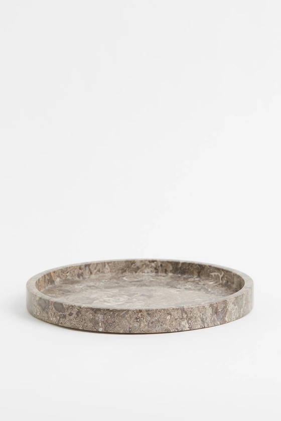 Round marble tray - Grey/Marble-patterned - Home All | H&M GB