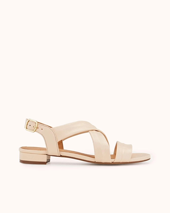 SANDALE PLATE VASSIO En cuir nude | Cosmoparis