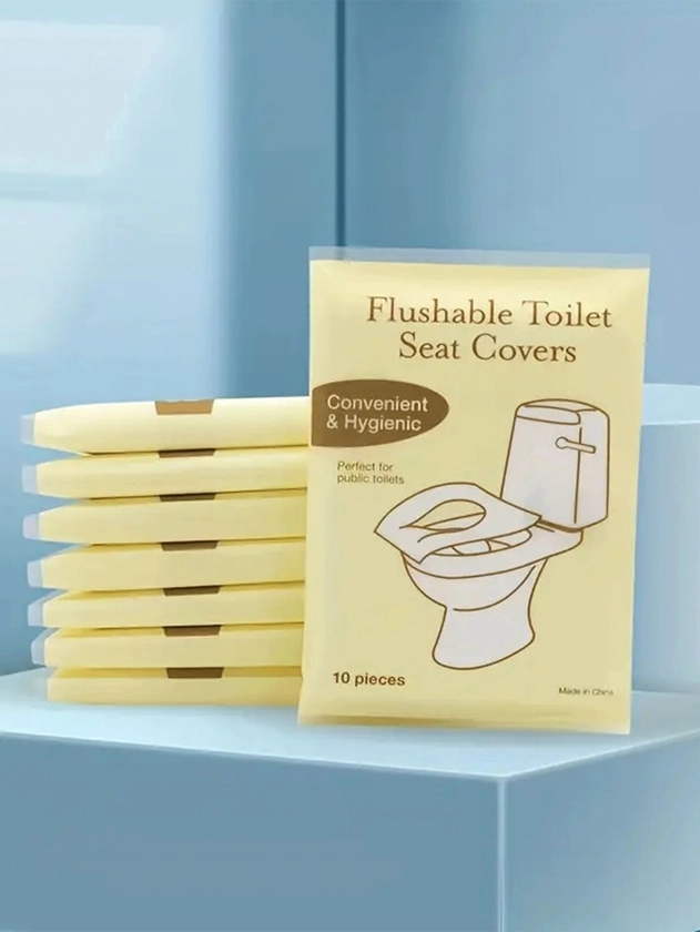 10pcs Disposable Toilet Seat Covers, Essential Travel Accessory, Soluble Paper Toilet Seat Cover
