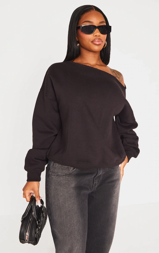 Shape Black Sweat Raw Edge Slouch Sweatshirt