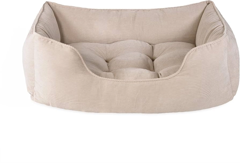 Rosewood Cord Square Dog Bed, Beige, Large