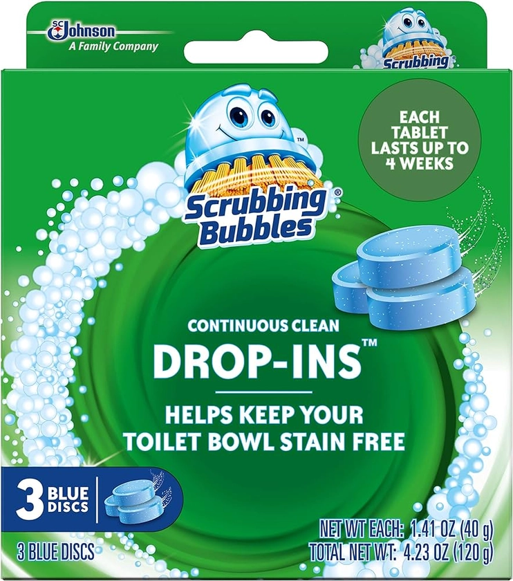 Scrubbing Bubbles Toilet Tablets, Continuous Clean Toilet Drop Ins, Helps Keep Toilet Stain Free and Helps Prevent Limescale Buildup, 3 Count, Pack Of 1